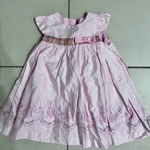 Elegant Pink Kids Dress with Bow and Embroidery